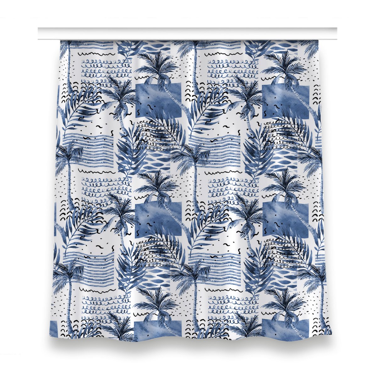 Zasłona z grafiką gotowa 150x160 Niebieska palma, Fabricsy