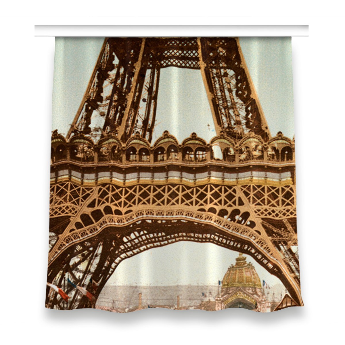 Zasłona na taśmę wzór 150x160 Wieża Eiffla retro, Fabricsy