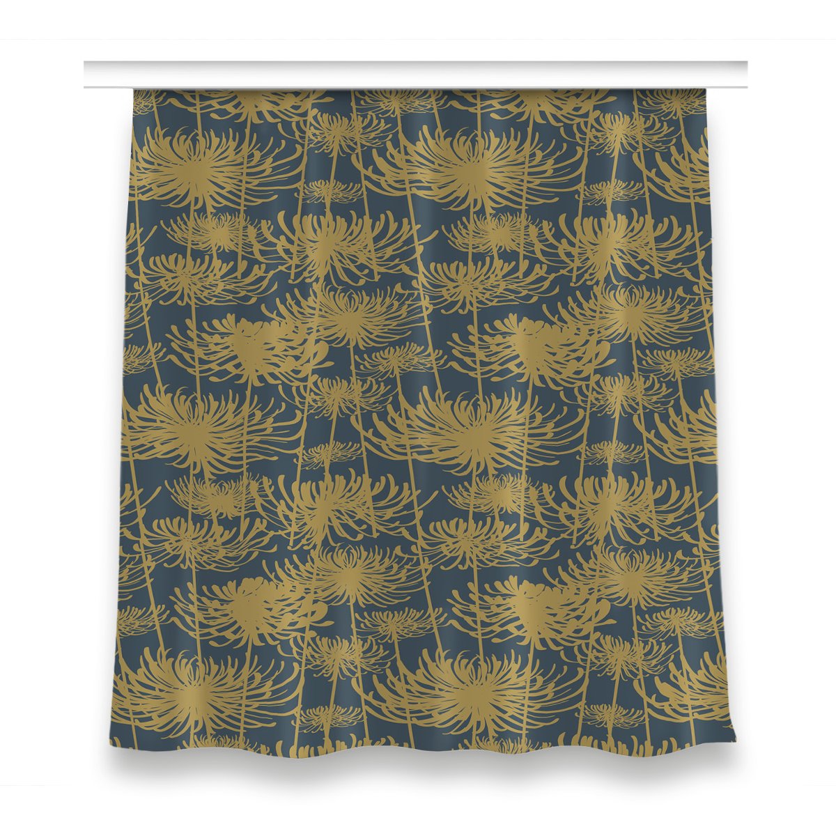 Zasłona z grafiką kolory wzór 150x160 Kwiaty złote, Fabricsy