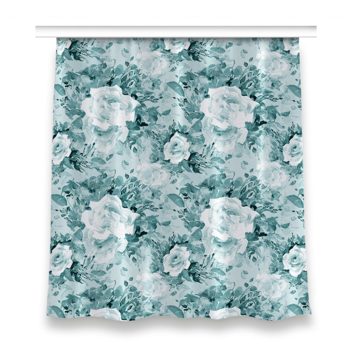 Zasłona z grafiką kolory 150x160 Kwiaty niebieskie, Fabricsy
