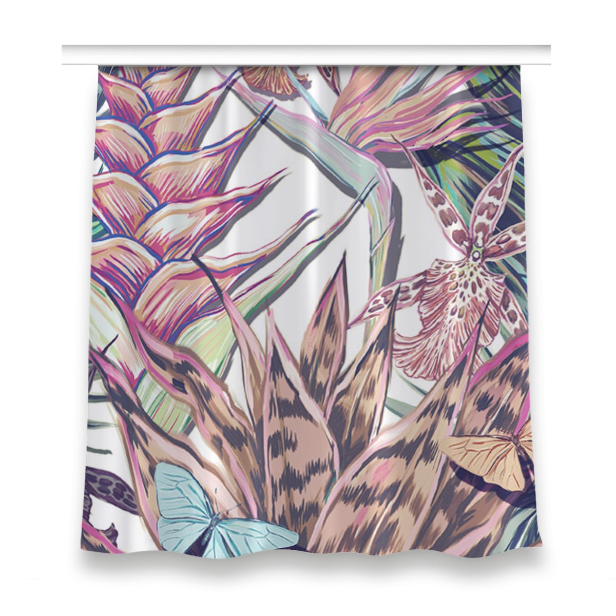 Zasłona gotowa wzór dekor 150x160 Kwiaty i motyle, Fabricsy