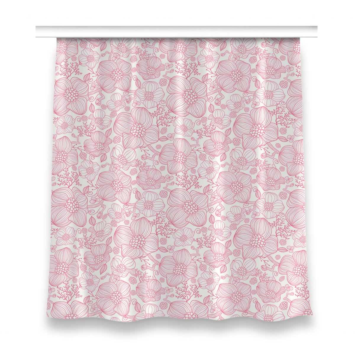 Zasłona z nadrukiem gotowa 150x160 Kwiaty kontur, Fabricsy