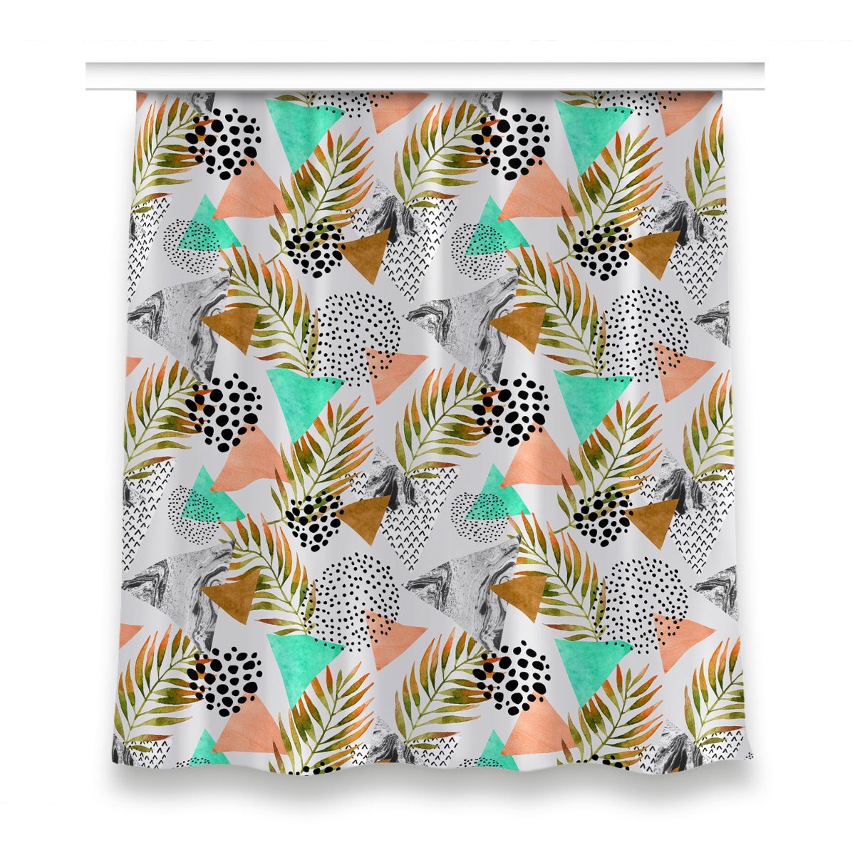 Zasłona z grafiką kolory 150x160 Kropki i liście, Fabricsy