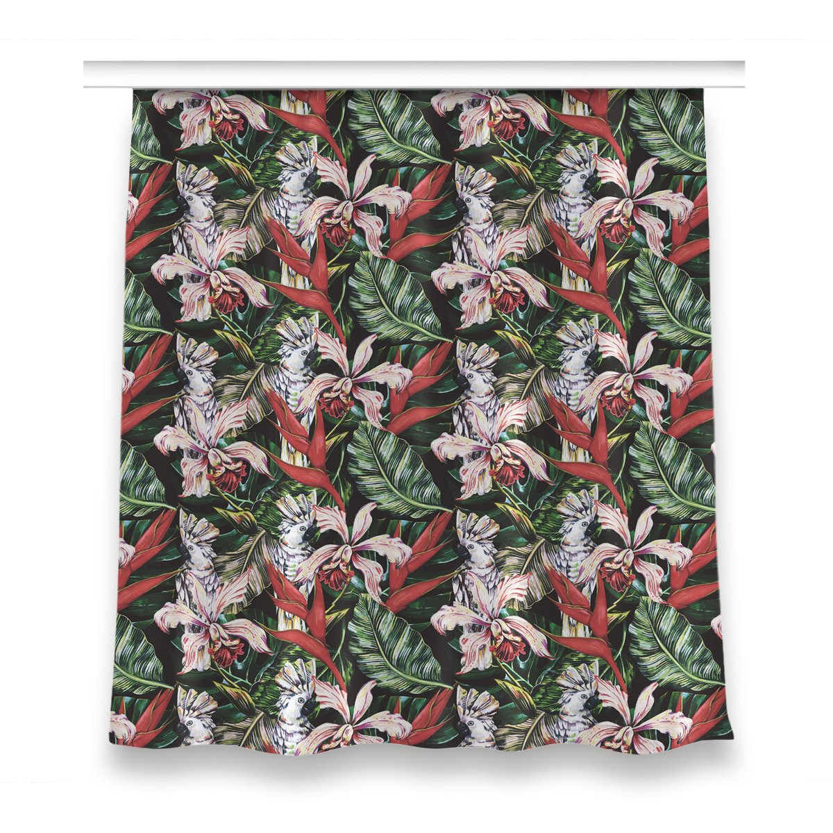Zasłona na taśmę dekor 150x160 Papuga w tropikach, Fabricsy