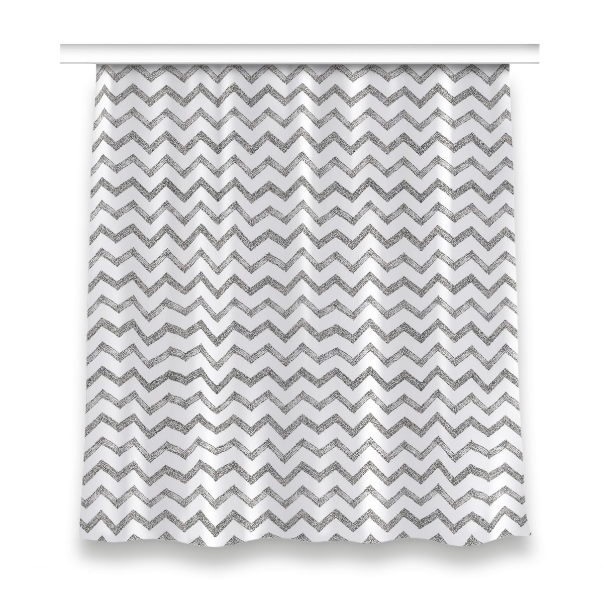 Zasłona z grafiką kolory 150x160 Srebrne zygzaki, Fabricsy