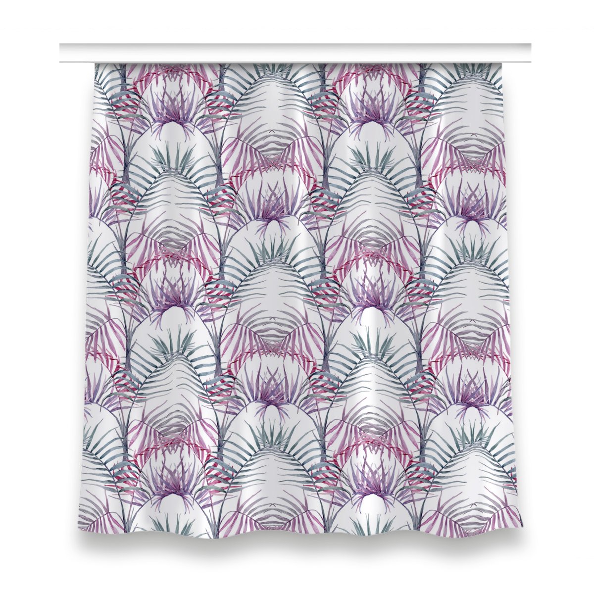 Zasłona klasyczna z grafiką 150x160 Różowe liście, Fabricsy