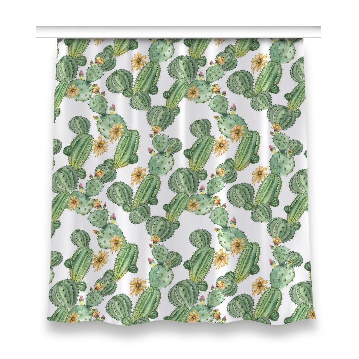 Zasłona gotowa wzór 150x160 cm Kaktusy z kwiatami, Fabricsy
