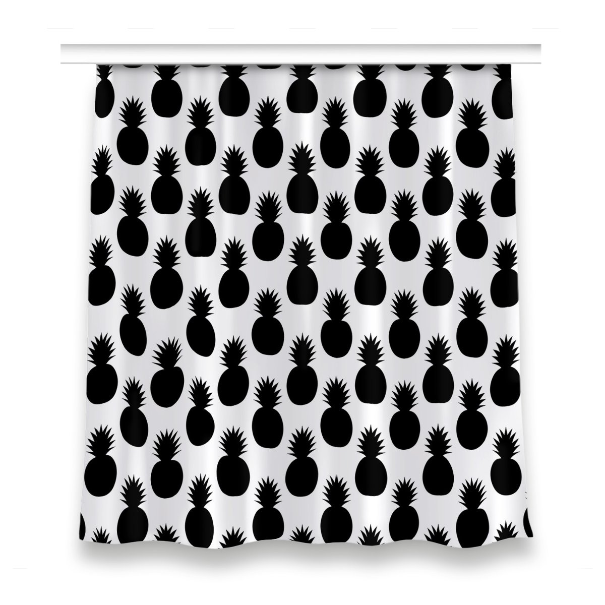 Zasłona z grafiką kolory 150x160 cm Czarne ananasy, Fabricsy