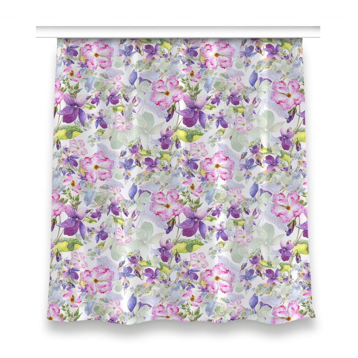 Zasłona na taśmę wzór 150x160 cm Fioletowe kwiaty, Fabricsy