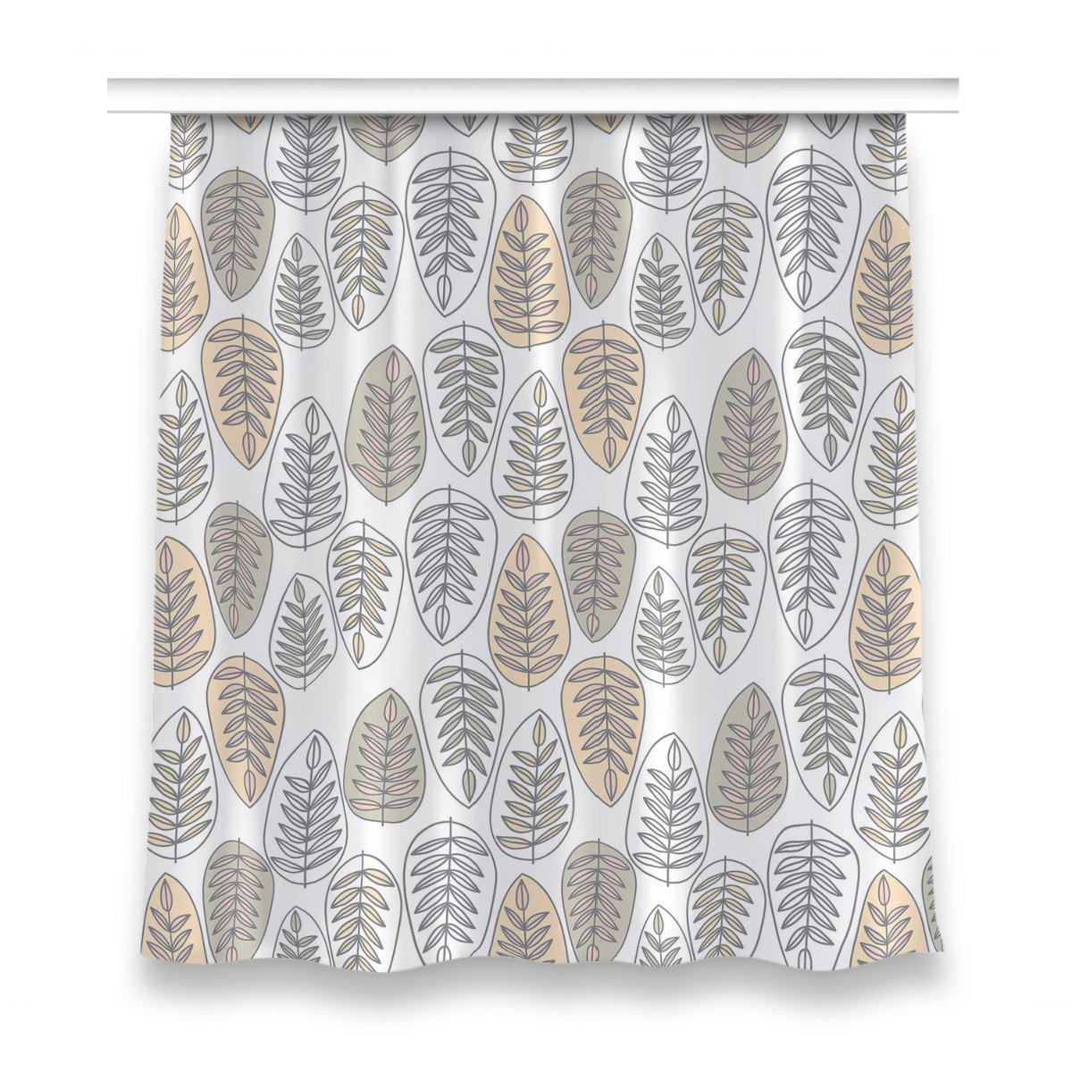 Zasłona z grafiką kolory 150x160 cm Liście grafika, Fabricsy