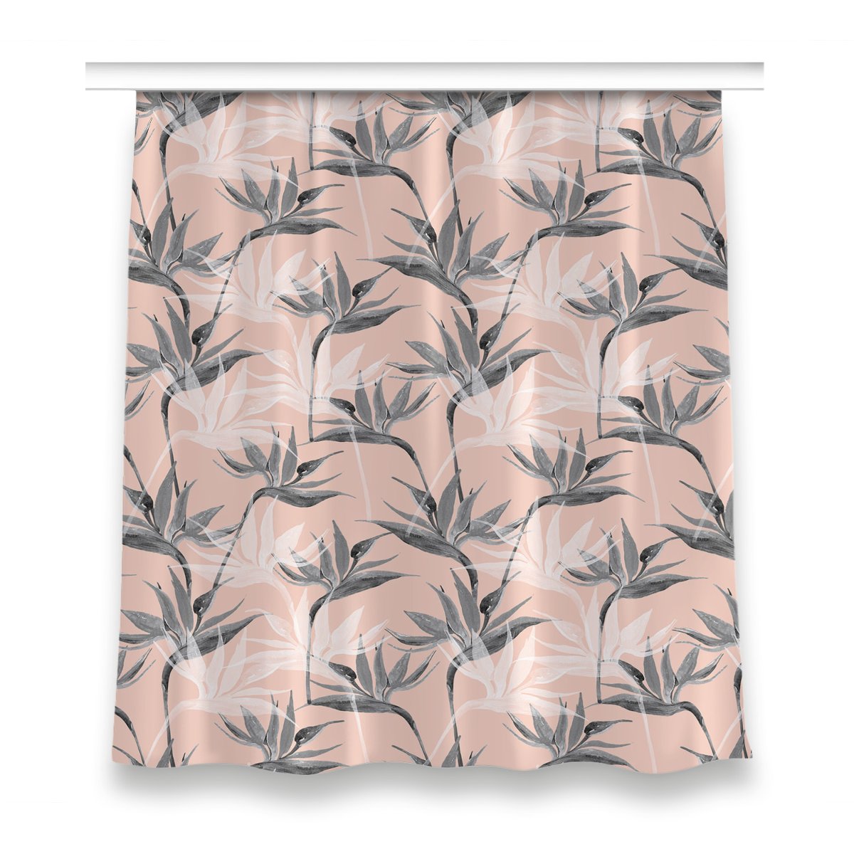Zasłona gotowa dekor 150x160 Czarno białe kwiaty, Fabricsy