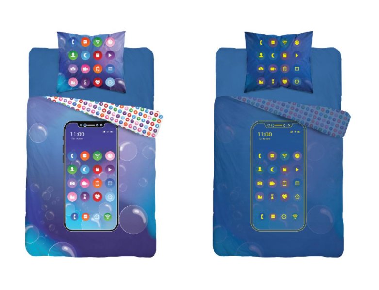 ﻿Pościel 160x200 Świecąca Smartfon Phone Fluo