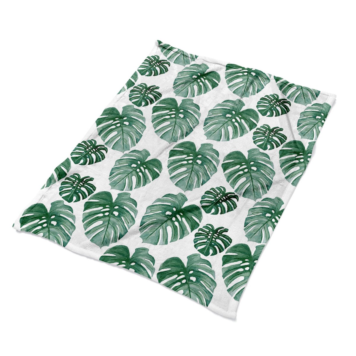Nadruk pluszowy kocyk na łóżko Monstera liście eco, Fabricsy