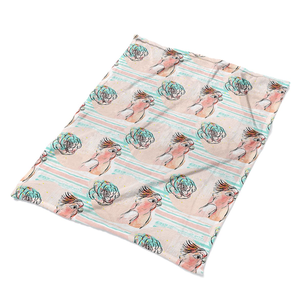 Grafika pluszowe koce Różowe papugi do wnętrz eko, Fabricsy