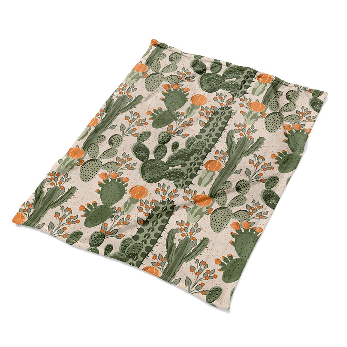 Koc na łóżko 100x135 ozdobny Pomarańczowy kaktus, Fabricsy