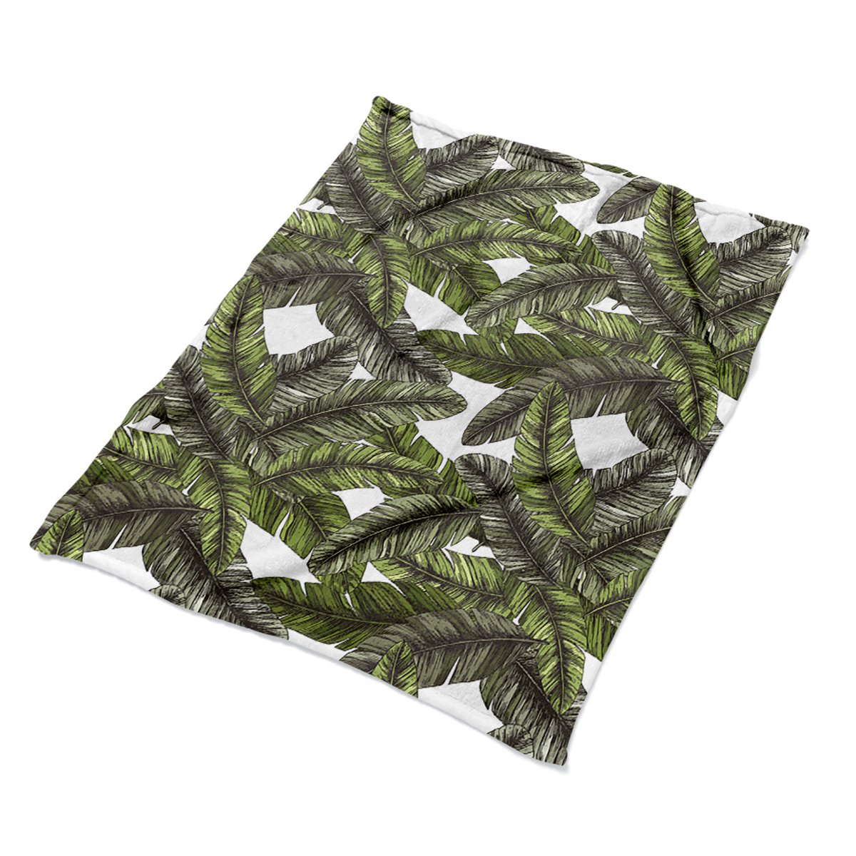 Modny kocyk na kanapę 100x135 Dżungla Liście wzór, Fabricsy