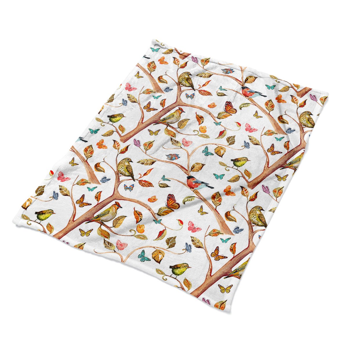 Nowoczesny Pluszowa narzuta pled Ptaki na gałęzi, Fabricsy