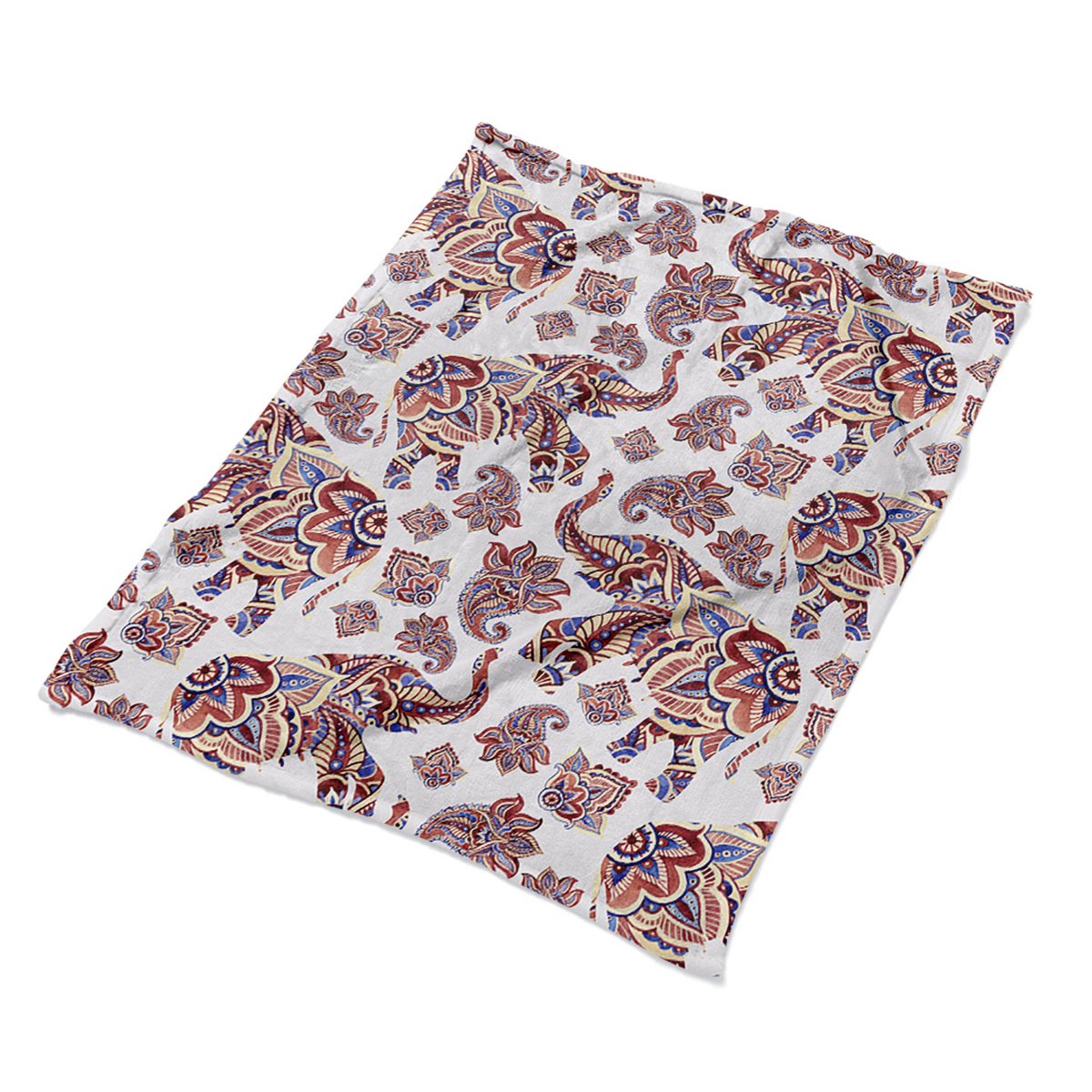 Grafika pluszowe koce narzuty Paisley Słoń wzory, Fabricsy