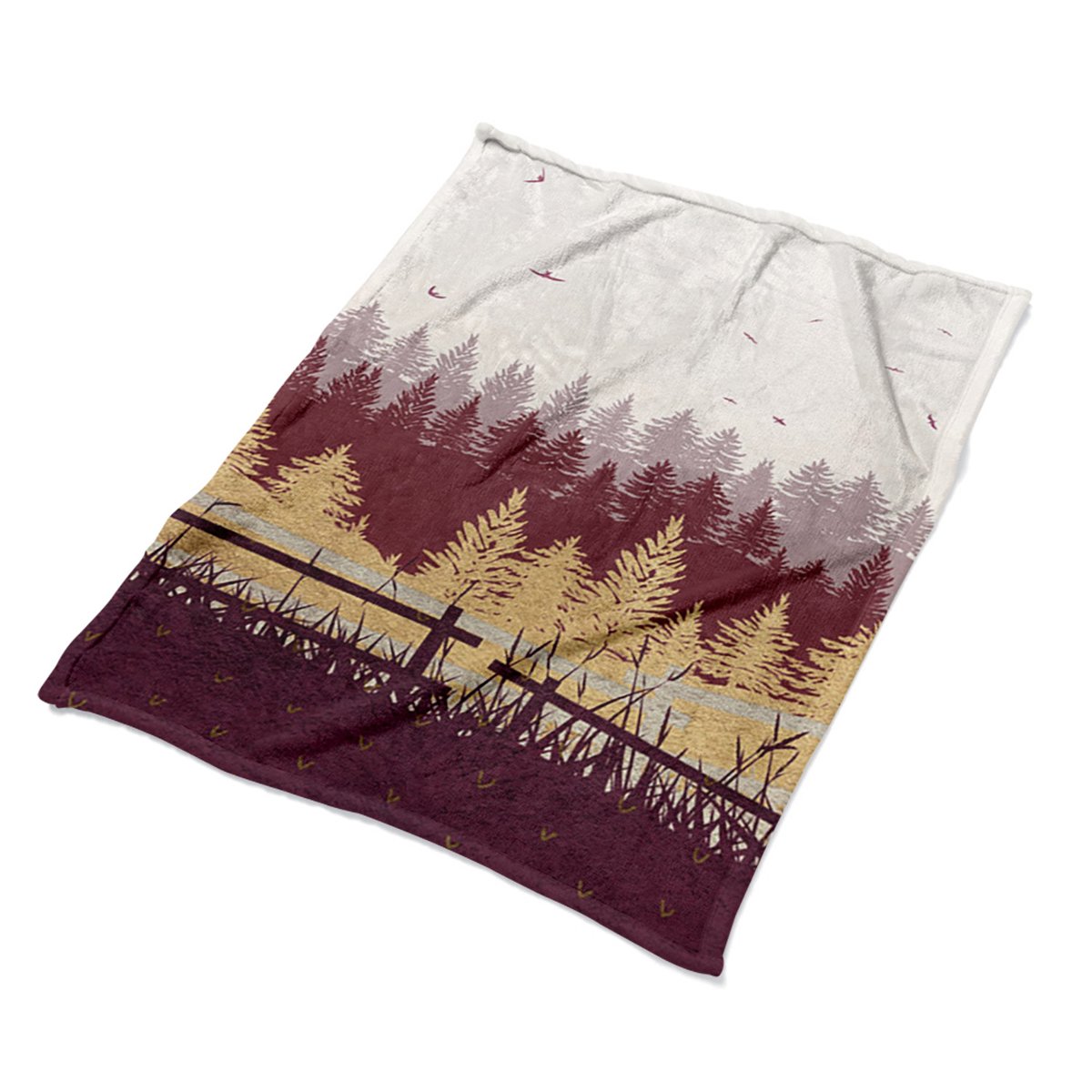 Tkanina pluszowy pled koc Jesień Las do domu eko, Fabricsy