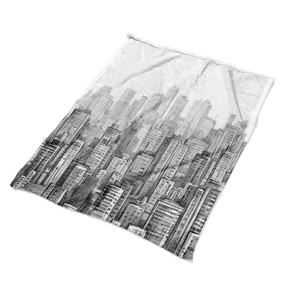 Modny koc na łóżko 100x135 Czarno-białe Miasto eco, Fabricsy