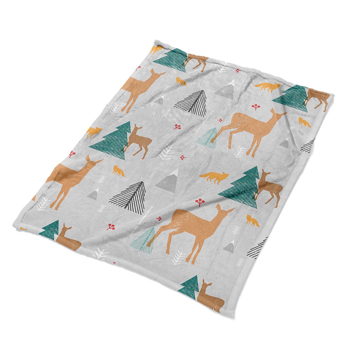 Tkanina Pluszowa narzuta pled Zwierzęta Leśne wzór, Fabricsy