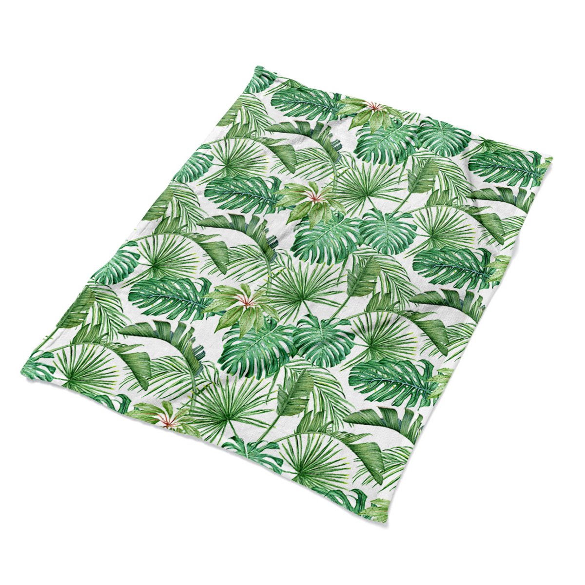 Tkanina pluszowy pled kocyk Palma i Monstera wzór, Fabricsy