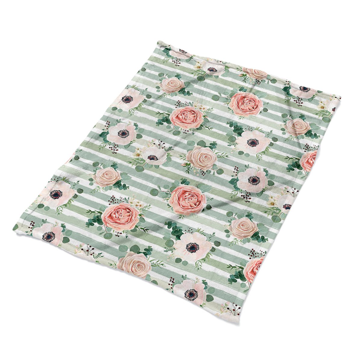 Nadruk pluszowe koce na kanapę Pasiaste róże wzór, Fabricsy