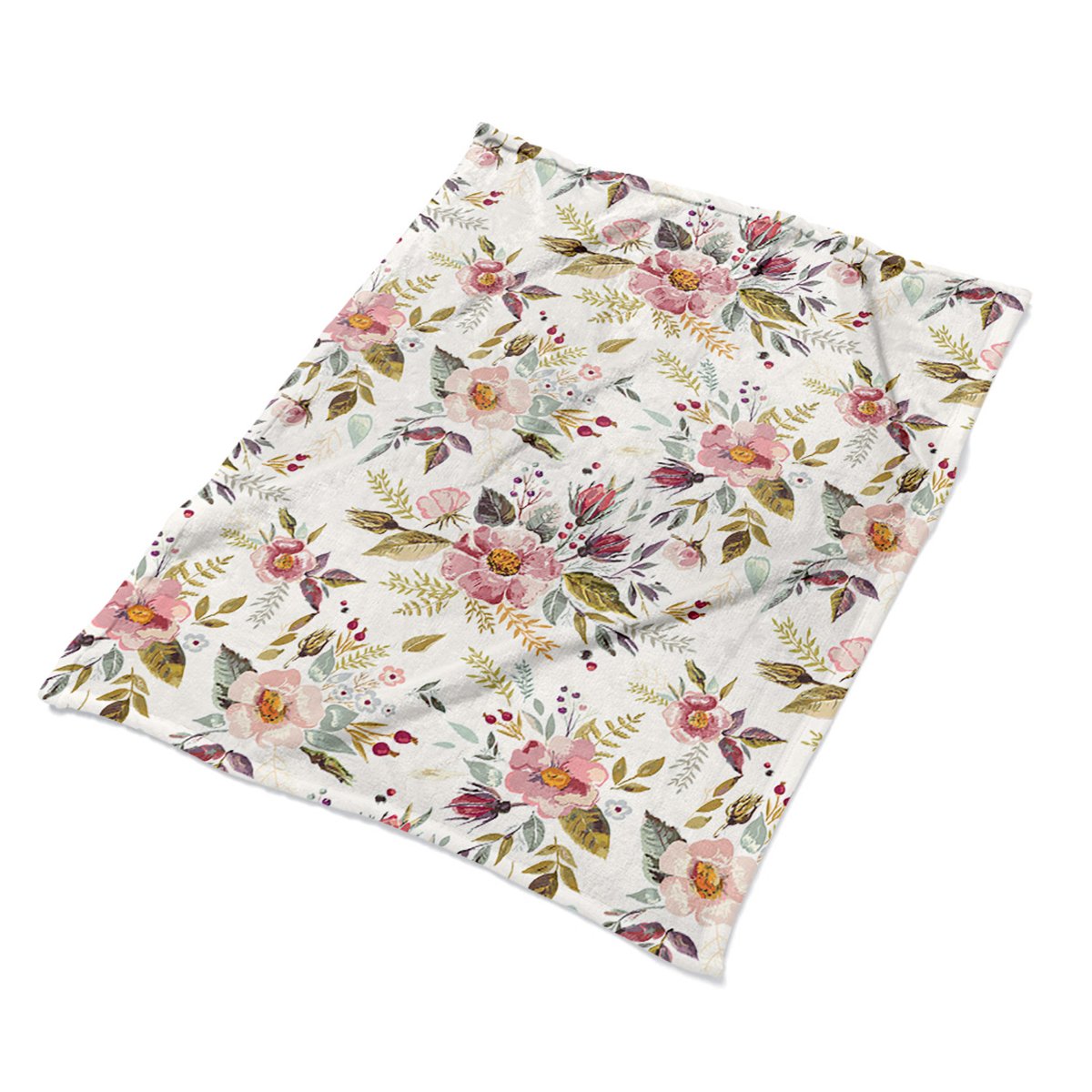 Nadruk pluszowe koce narzuty Vintage pole kwiaty, Fabricsy