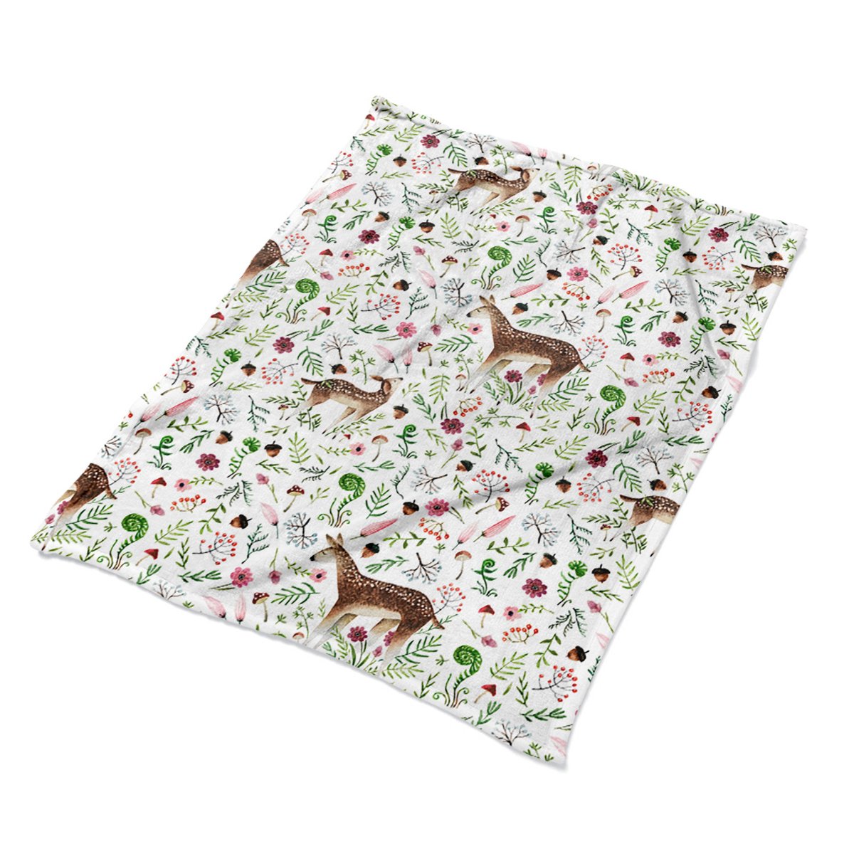 Nowoczesny pluszowy pled kocyk Łania ekologiczny, Fabricsy