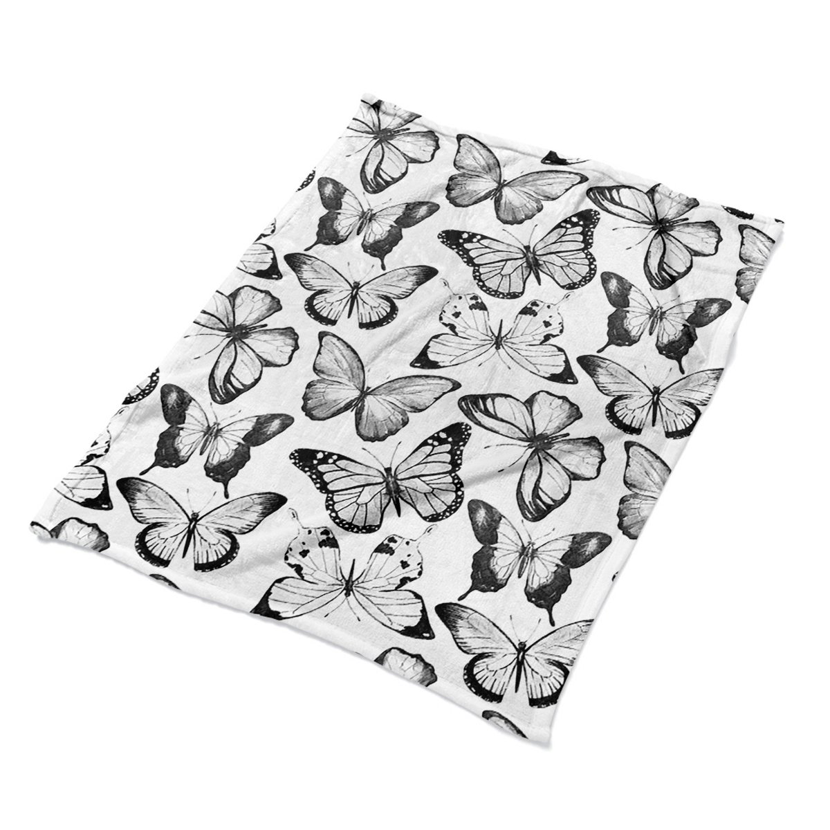 Kocyk pled narzuta nowoczesny Motyl czarno-biały, Fabricsy