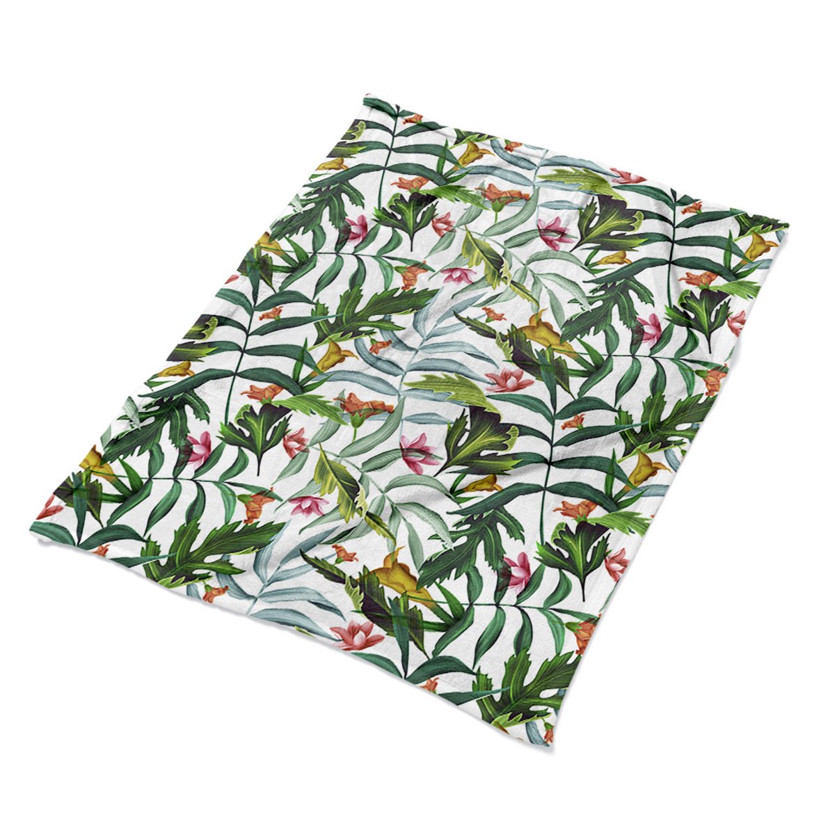 Do wnętrz pluszowy pled koc Tropikalna flora eco, Fabricsy