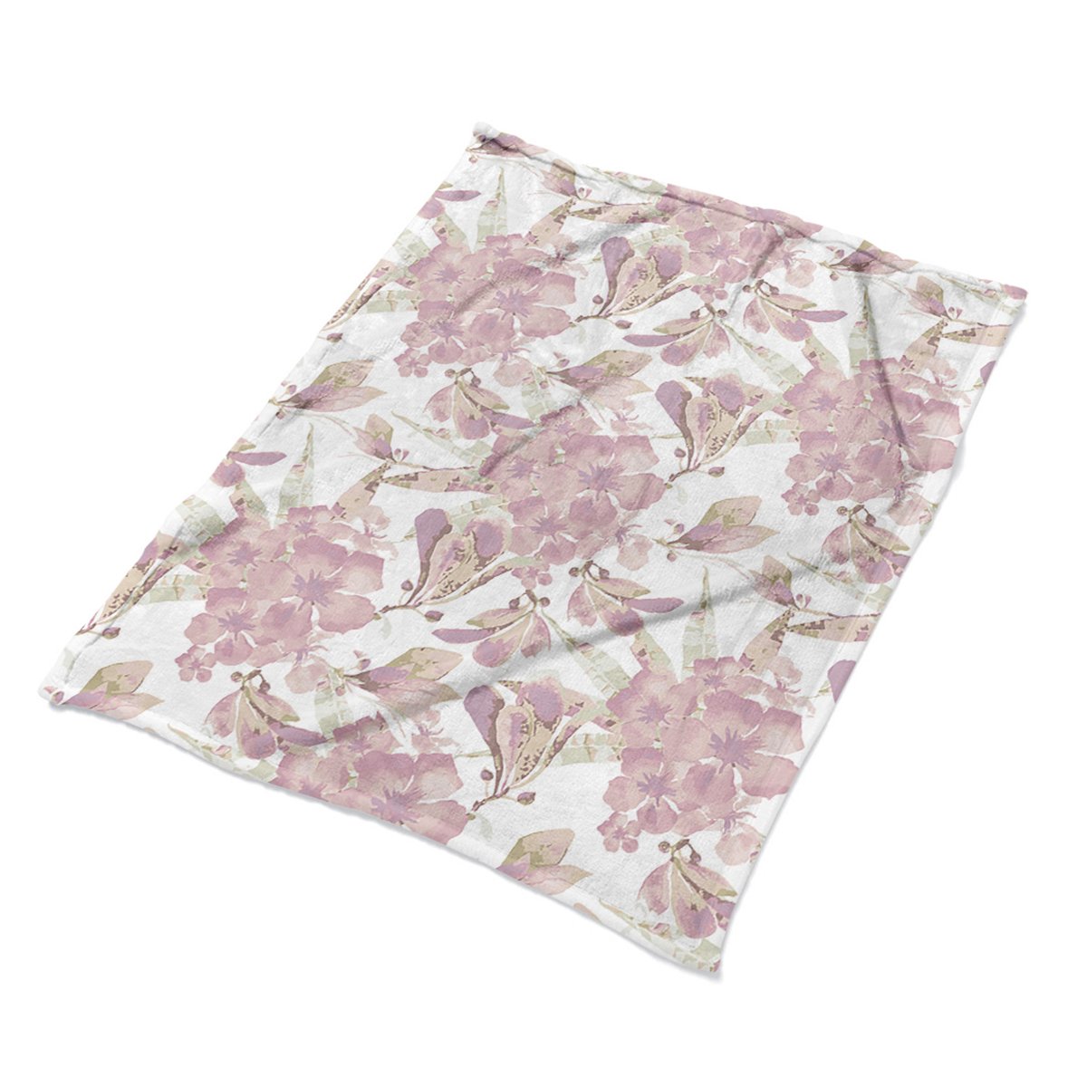 Kocyk pled na fotel modny Hibiskus blady róż wzór, Fabricsy
