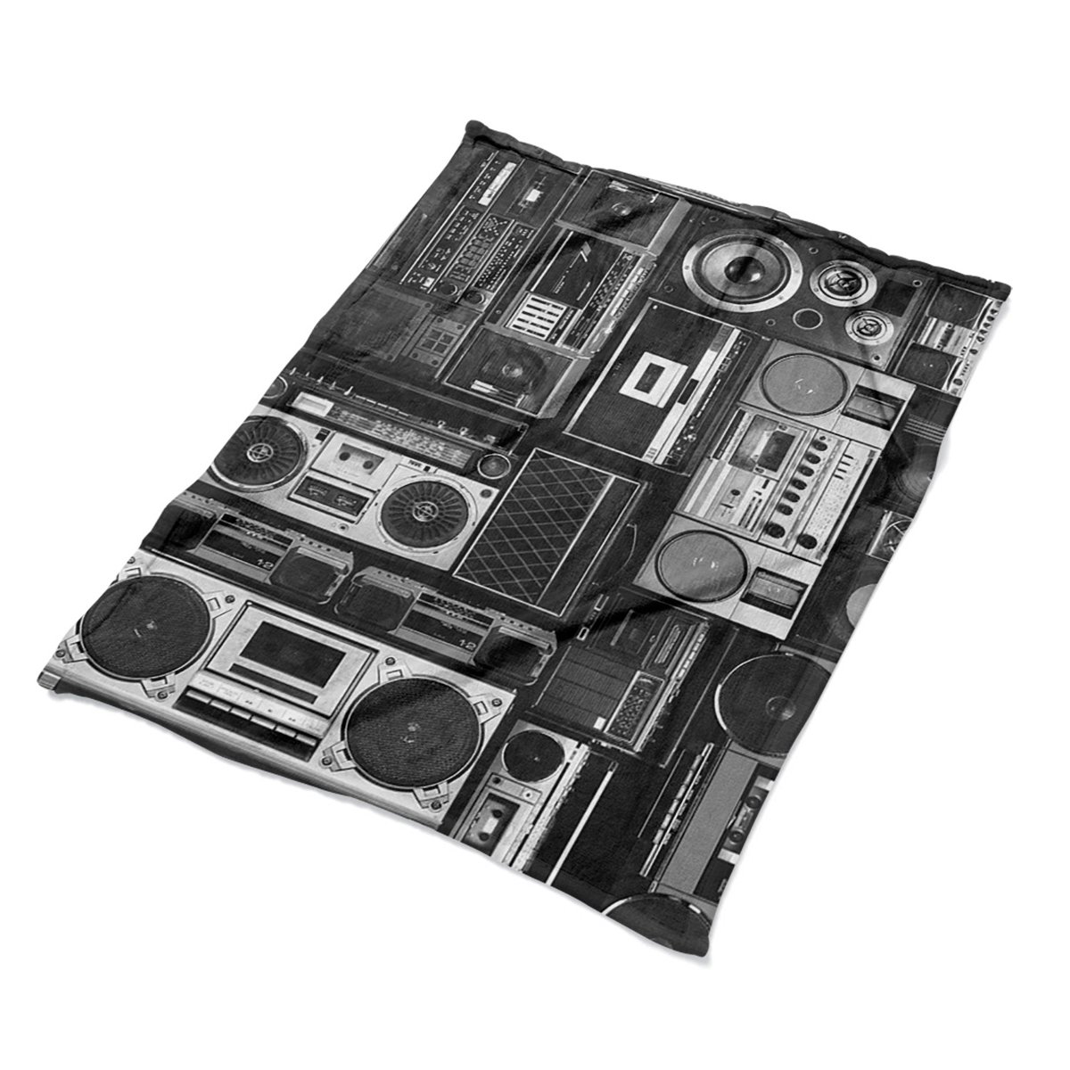 Pluszowy koc do domu Old school boombox dekoracja, Fabricsy