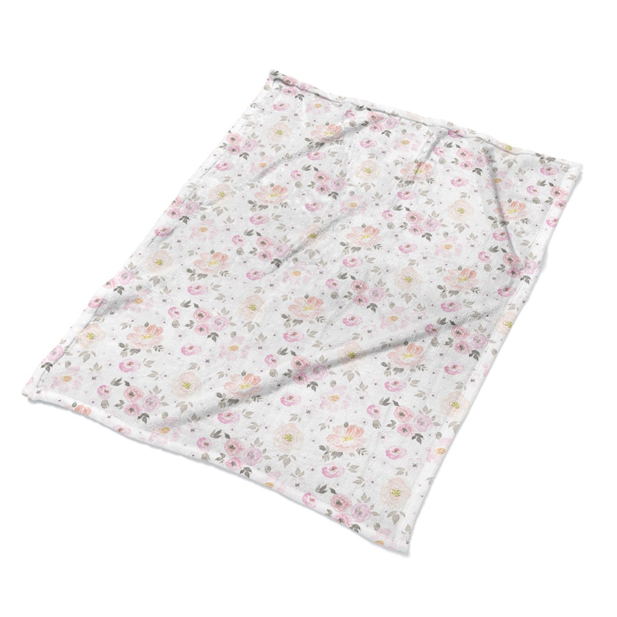 Grafika pluszowy koc Akwarelowe kwiaty nadruk eko, Fabricsy