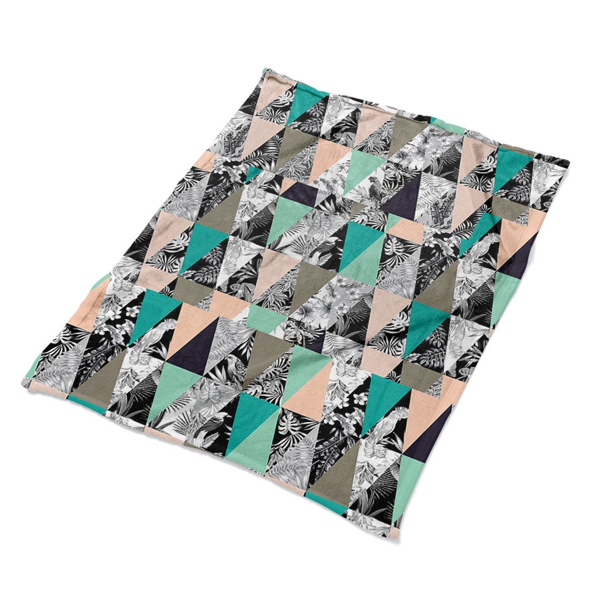 Kocyk pled narzuta do wnętrz Tropikalny patchwork, Fabricsy