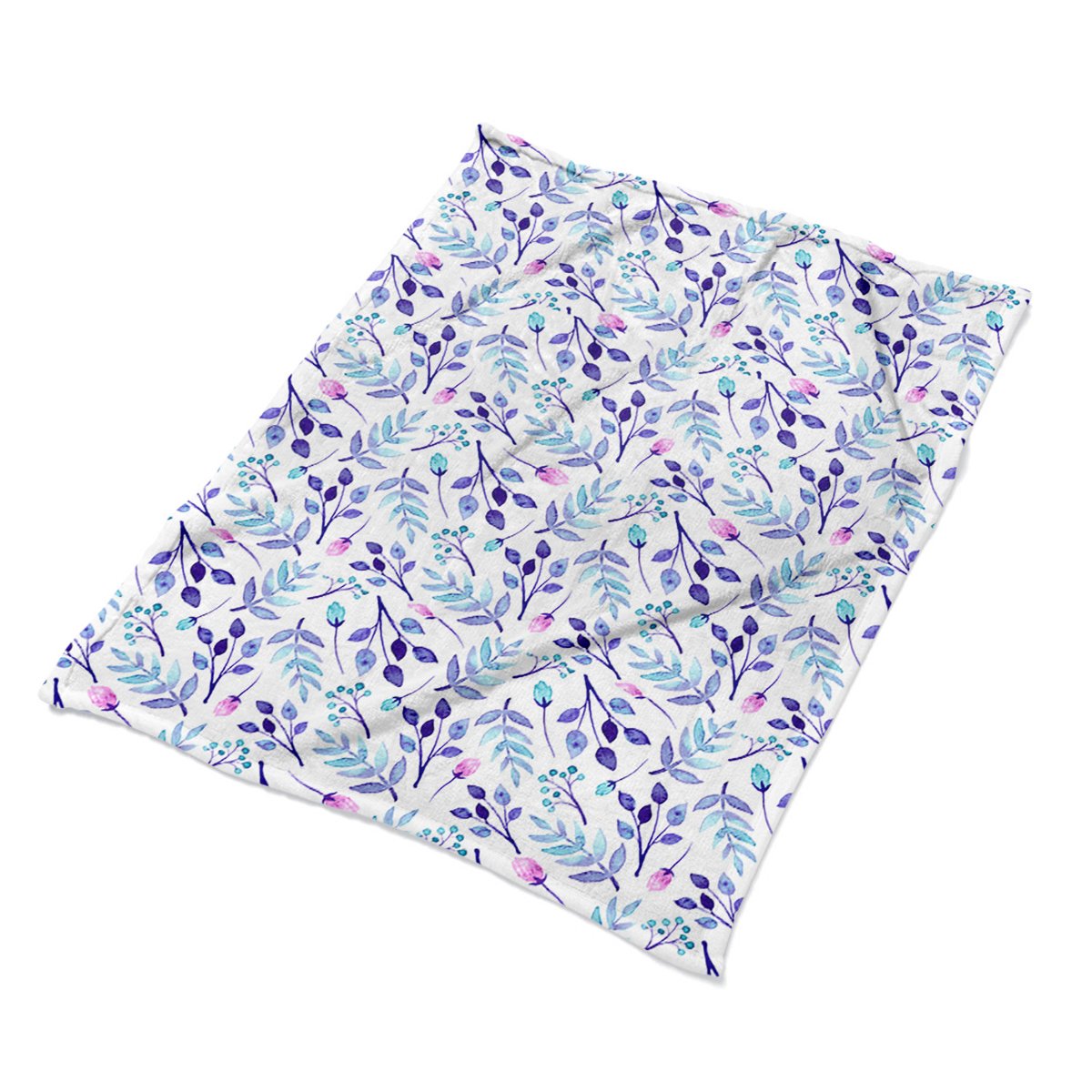 Pluszowa narzuta pled nadruk Fioletowe gałązki eko, Fabricsy