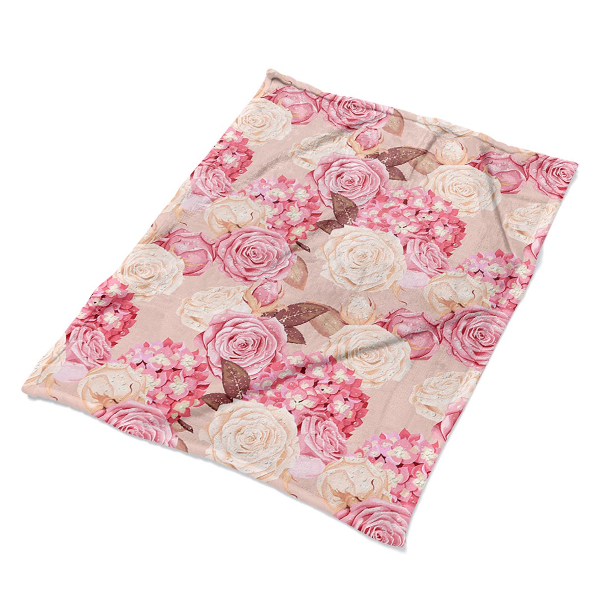 Kocyk pled narzuta kolorowy Róże i hortensje eko, Fabricsy