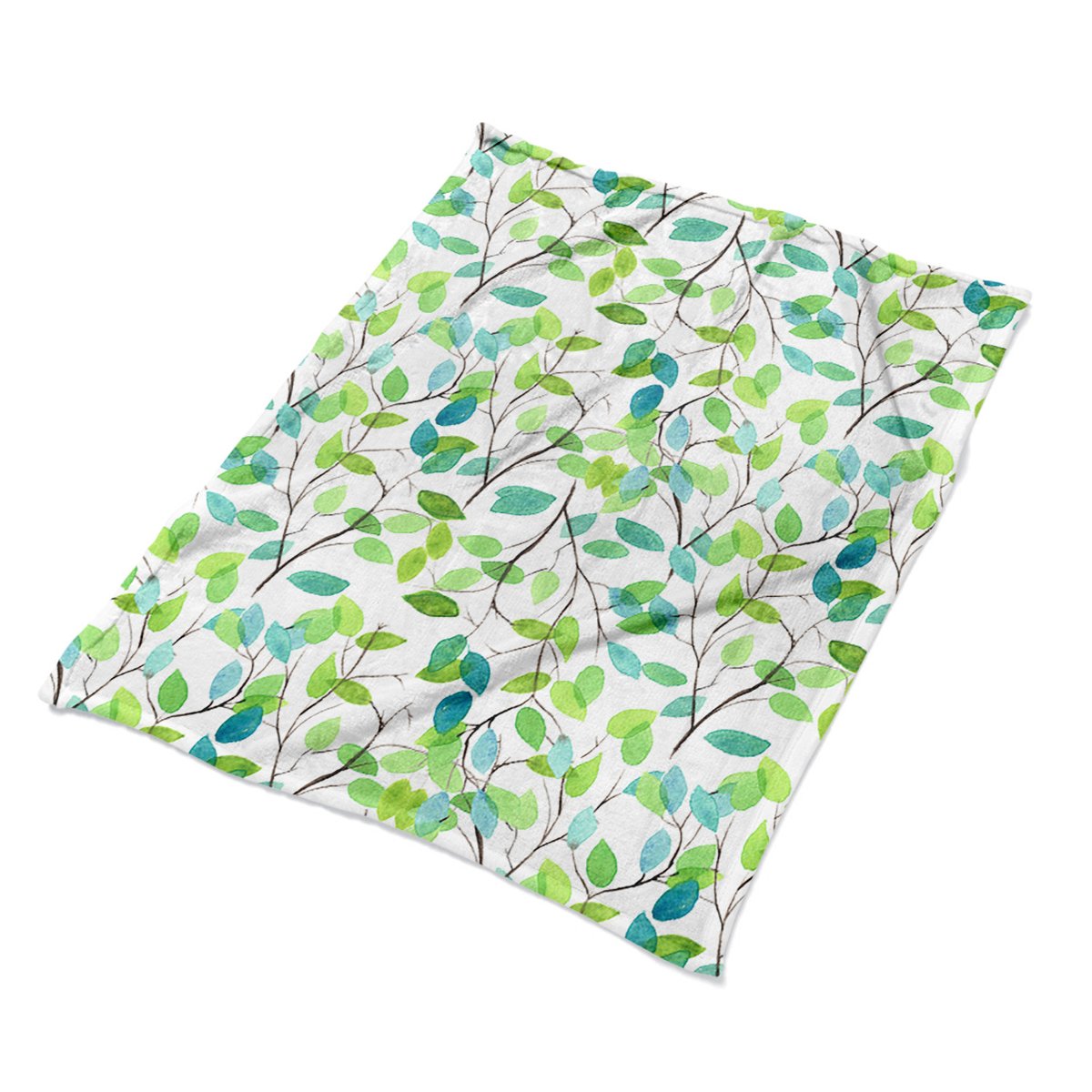 Pluszowe koce miękki Zielone gałązki ekologiczny, Fabricsy