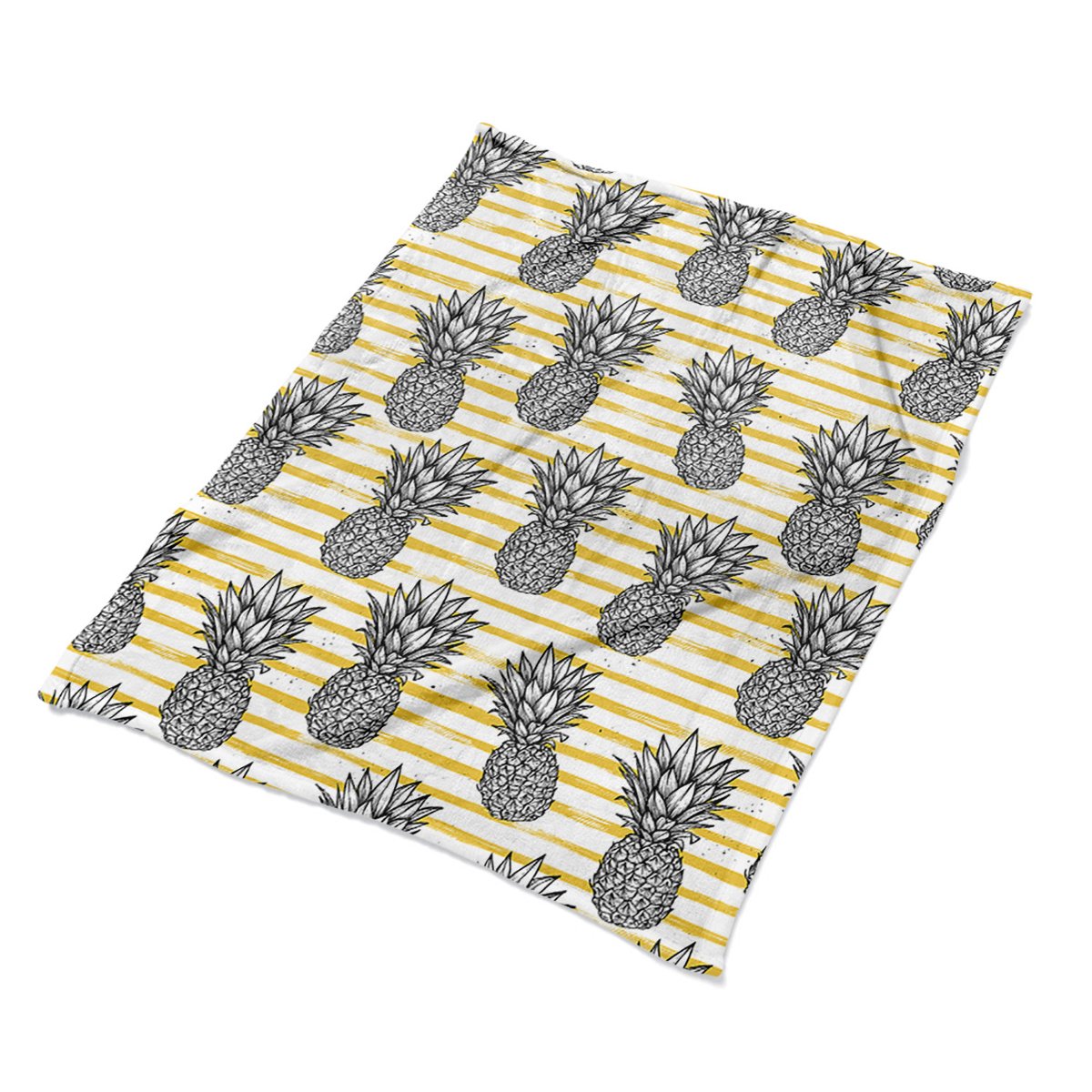 Kolorowy koc na łóżko Ananas do pokoju nadruk wzór, Fabricsy
