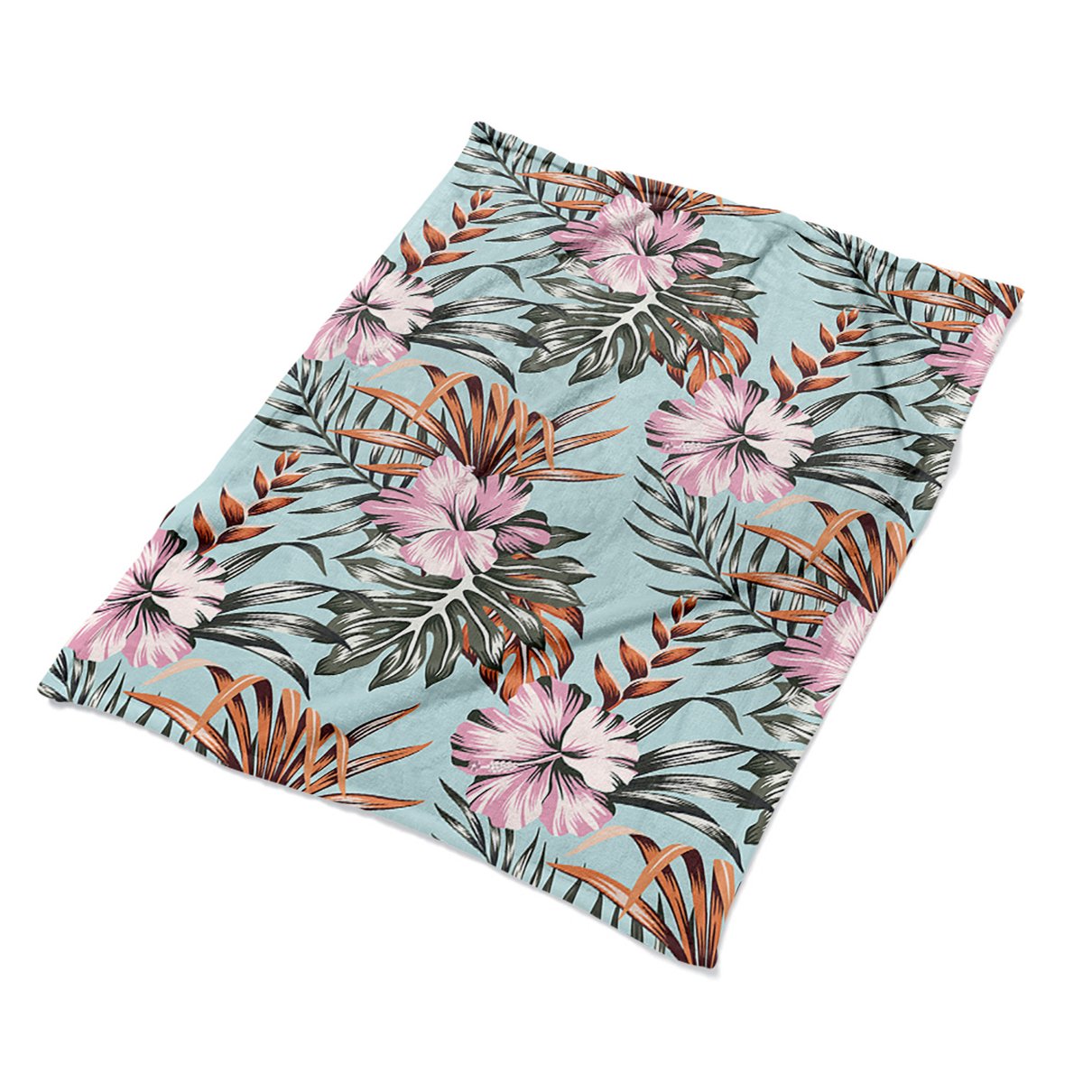 Kocyk pled na fotel do domu Kwiaty hibiskusa wzór, Fabricsy