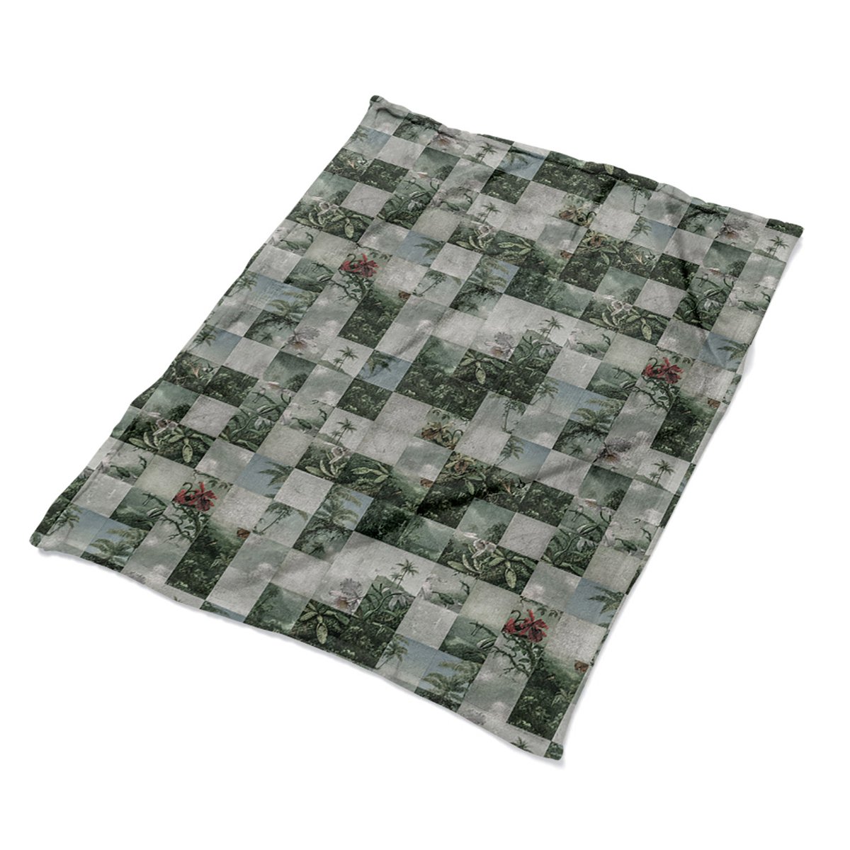 Koc na łóżko nadruk Tropikalny Patchwork dekoracja, Fabricsy