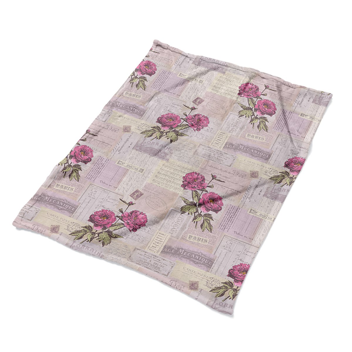 Koc na fotel nowoczesny Papier i peonie dekoracja, Fabricsy