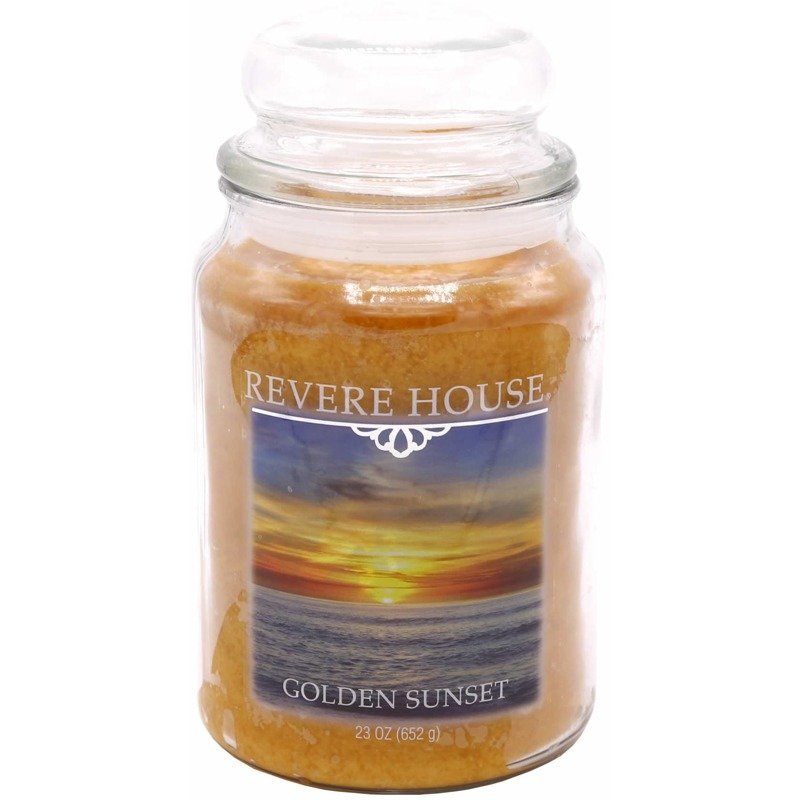 Candle-lite Revere House Jar Glass Candle With Lid 23 oz duża świeca zapachowa w szklanym słoju 185/100 mm 652 g ~ 120 h - Golden Sunset
