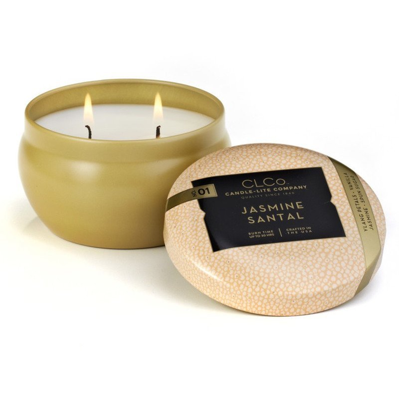 Candle-lite CLCo Candle Jar 6.25 oz luksusowa świeca zapachowa w ozdobnej puszce ~ 30 h - No. 01 Jasmine Santal