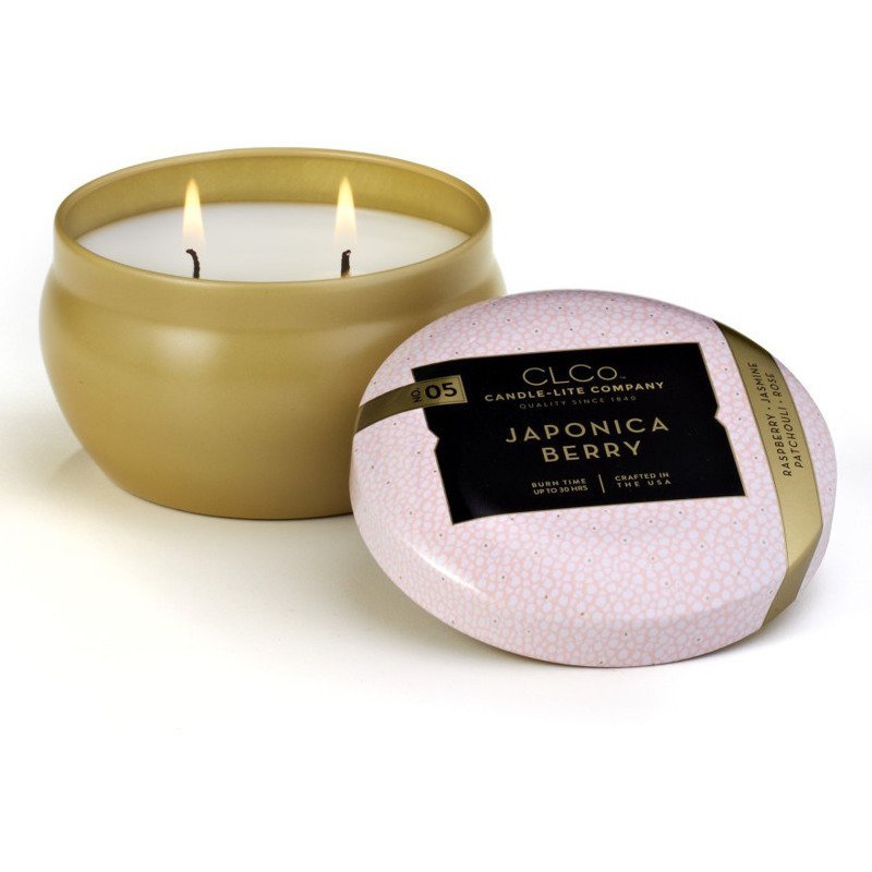 Candle-lite CLCo Candle Jar 6.25 oz luksusowa świeca zapachowa w ozdobnej puszce ~ 30 h - No. 05 Japonica Berry