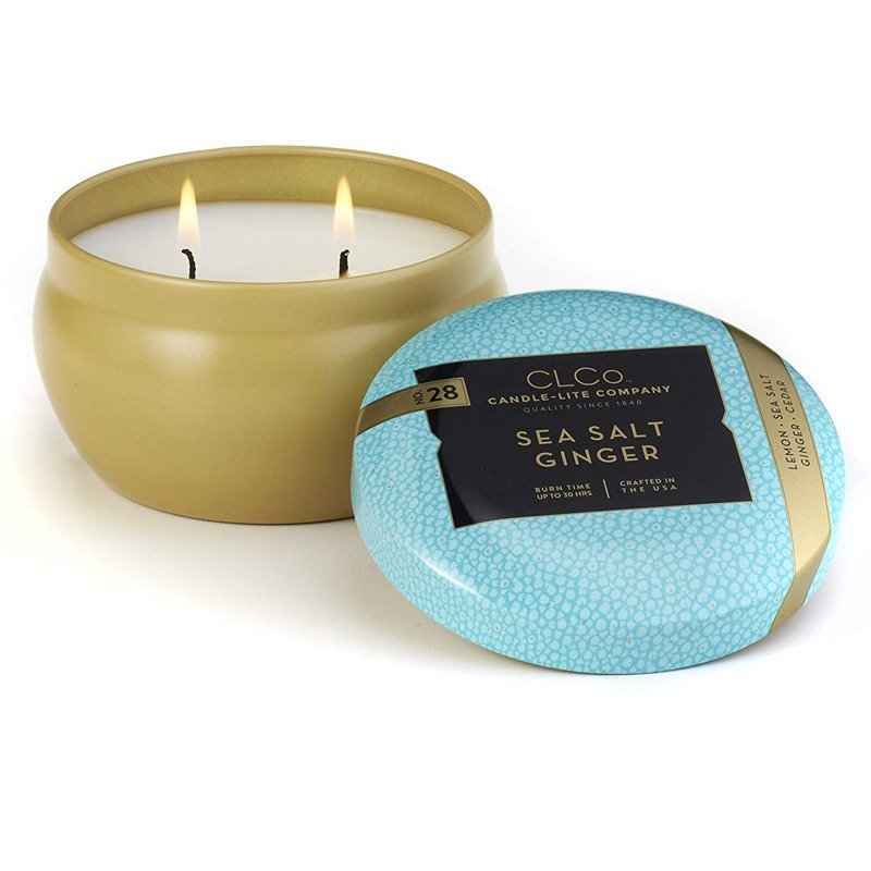 Candle-lite CLCo Candle Jar 6.25 oz luksusowa świeca zapachowa w ozdobnej puszce ~ 30 h - No. 28 Sea Salt Ginger