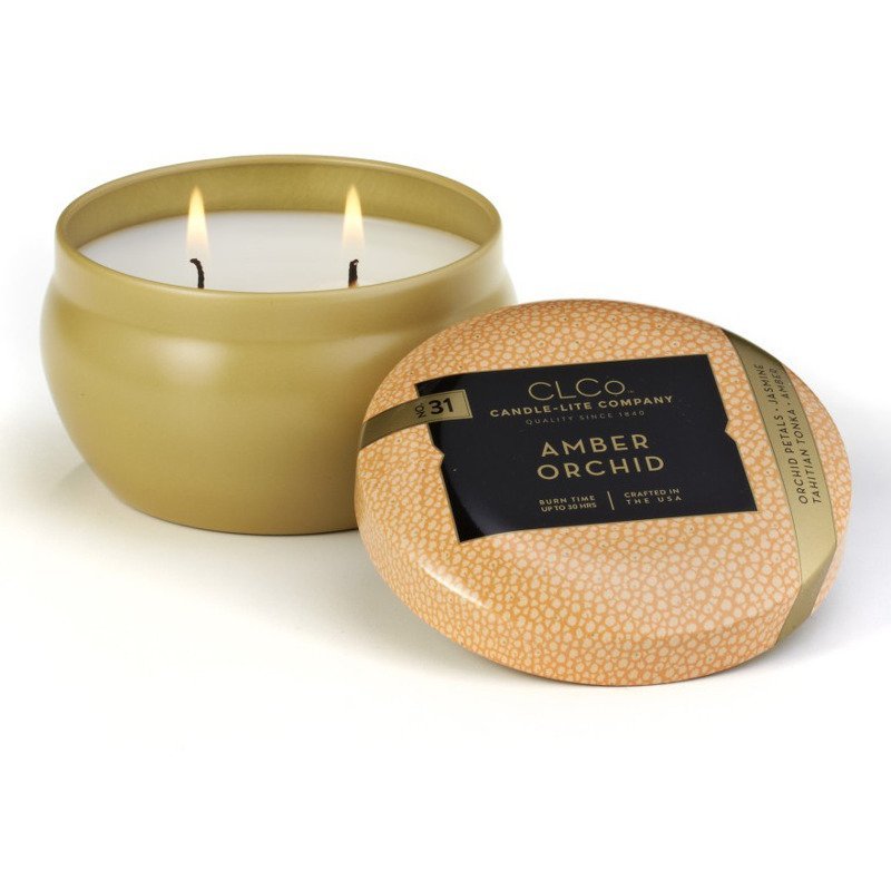 Candle-lite CLCo Candle Jar 6.25 oz luksusowa świeca zapachowa w ozdobnej puszce ~ 30 h - No. 31 Amber Orchid