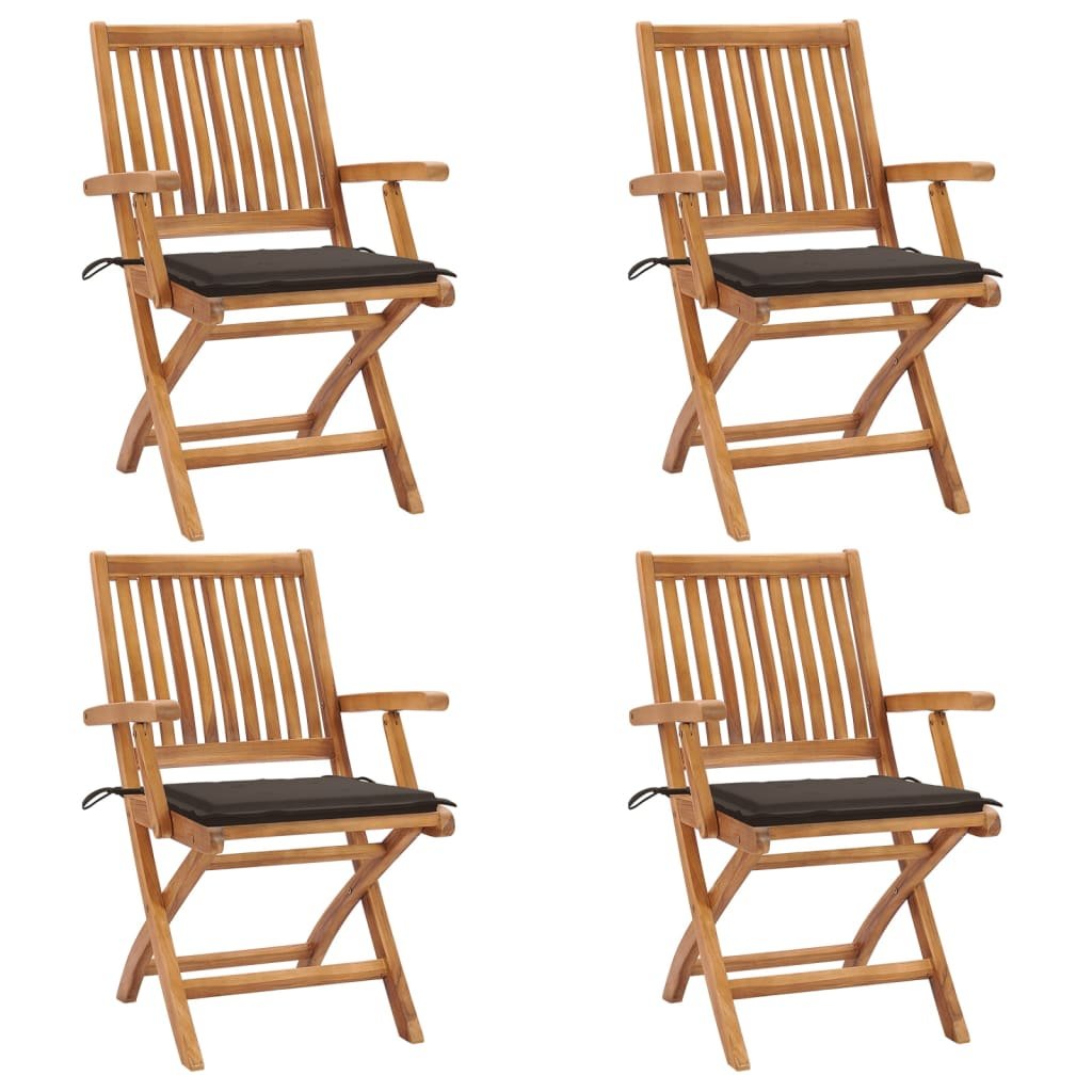vidaXL Składane krzesła ogrodowe z poduszkami, 4 szt., drewno tekowe! 3072731