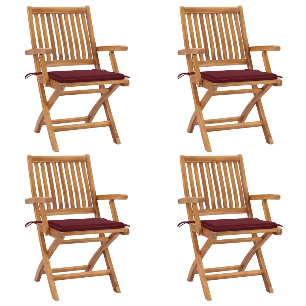 vidaXL Składane krzesła ogrodowe z poduszkami, 4 szt., drewno tekowe! 3072732