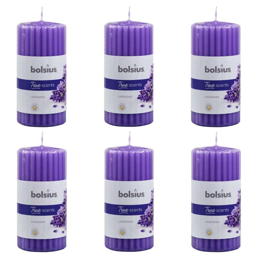 Bolsius Sfeerpunt Zapachowe świece pieńkowe, prążki, 6 szt., 120x58 mm, lawenda 101925260177